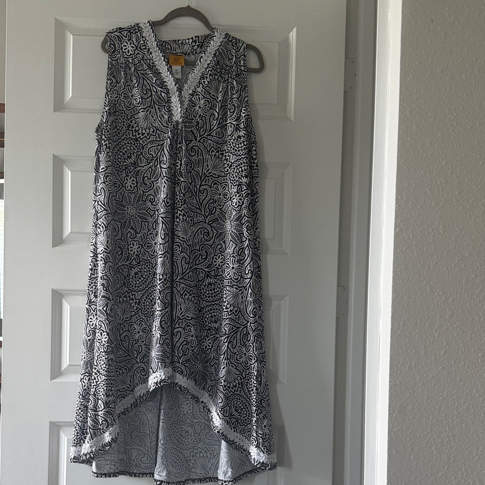 Ruby Rd. Black and White Floral High-Low Dress